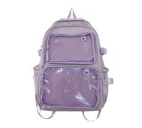 Ita Bag with Clear Windows for Women Teens- Kawaii JK Pin Display Backpack Cute Aesthetic Large School Bag Casual Daypack Heavy Duty Bookbag Anime Cosplay Gifts (Purple)