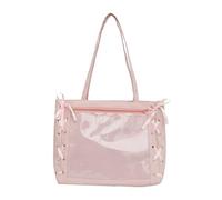 Ita Bag with Ribbon Bow Shoulder Bag, Featuring A Transparent Front Pocket for Display, Ideal for Daily Outings., Pink, Casual