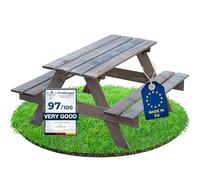 ITA Children's Wooden Seat Set - Children's Picnic Table with 2 Benches - Children's Furniture Set for Indoor and Outdoor Use - Quality Direct from Manufacturer - Made in EU, Colour: Grey