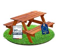 ITA Children's Wooden Seat Set - Children's Picnic Table with 2 Benches - Children's Furniture Set for Indoor and Outdoor Use - Quality Direct from Manufacturer - Made in EU, Colour: Brown