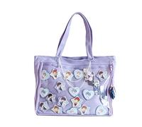 Ita Tote Bag Clear Window for Pins Shoulder Bag Handbag Bag DIY, Cosplay Stachel Tote, Purple, 1