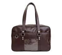 Itabag Japanese School Bag With Clear Display Pocket Pu Leather Academy Style Single Shoulder Kawaii Bag, Brown