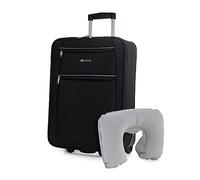 ITACA - Airplane Cabin Suitcase - Heavy Duty Cabin Luggage - Small Semi-Rigid Suitcase - Cabin Luggage - Ultra Light Suitcase - Cabin Luggage in EVA Material, Zwart, 55x39x18 cm, Basic