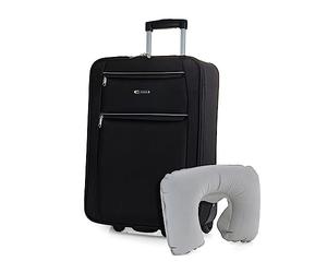 ITACA - Airplane Cabin Suitcase - Heavy Duty Cabin Luggage - Small Semi-Rigid Suitcase - Cabin Luggage - Ultra Light Suitcase - Cabin Luggage in EVA Material, Zwart, 55x39x18 cm, Basic