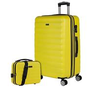 ITACA - Cabin Suitcase 50cm Plus Beauty case ABS. Hand Baggage. Hard Shell. Telescopic Handle, 2 Handles, 4 Wheels. Combination Lock, Yellow