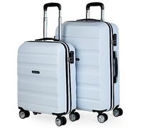 ITACA - Set of 2 Rigid Travel suitcases 4 Wheels Trolley 55/67/77 cm abs. Resistant and Lightweight. Luggage. Small Cabin Approved and Medium., White