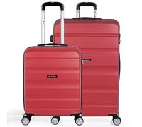 ITACA - Hard Shell Suitcase Set of 2 pcs - 4 Double Wheel ABS Luggage Sets 3 Piece with TSA Approved Locks - Resistant and Lightweight Set in Small Cabin Size and Large, Coral