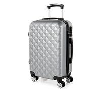 ITACA - Rigid Cabin Suitcase Travel Small Suitcase with Wheels - ABS Hand Luggage Case with Telescopic Handle - Lightweight Suitcase Carry on Suitcase with TSA Combination Lock - Cabin Luggage, Silver