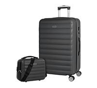 ITACA - Rigid Cabin Suitcase Travel Small Suitcase with Wheels - ABS Hand Luggage Case with Telescopic Handle - Lightweight Suitcase Carry on Suitcase with TSA Combination Lock, Anthracite