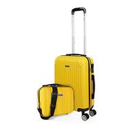 ITACA - Set 3 Suitcases and Beauty case 4 Wheels ABS. Rigid and Lightweight. Padlock. Extensible. Small, Medium and Large, Blue Sapphire