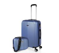 ITACA - Set Cabin Suitcase and Beauty Case. ABS. Hand Luggage. Rigid and Light. Telescopic Handle, 2 Handles and 4 Wheels. Combination Padlock, Blue Sapphire