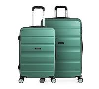 ITACA - Set of 2 Rigid Travel suitcases 4 Wheels Trolley 67/77 cm abs. Resistant and Lightweight. Luggage. Medium and Large., Acquamarine