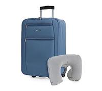 ITACA - Soft Cabin Suitcase Travel Small Suitcase with Wheels - EVA Hand Luggage Case with Telescopic Handle - Lightweight Suitcase Carry on Suitcase with Zippered Compartment - Cabin Lugg, Blue Jeans