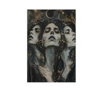 ITADGF Hecate Triple Moon Goddess Wicca Pagan Luna Vintage Canvas Poster Wall Art Print Picture Paintings 12x18inch(30x45cm)