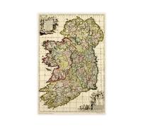 ITADGF Historic Map of Ireland from 1710 Reproduction Street Canvas Poster Wall Art Print Picture Paintings 24x36inch(60x90cm)
