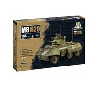 Italeri 25759 1:56 M8/M20 Greyhound Model Building Kit, Standing Model Building, Crafts, Hobby, Gluing, Plastic Kit, Detailed, Unpainted, Moulded Colour