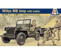 Italeri Model Kit Willys MB Jeep with Trailer 1:35 - 314