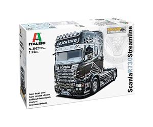 ITALERI 3952S - 1:24 Scania R730 Streamline Show Truck, Model Making, Kit, Stand Model Making, Crafts, Hobby, Gluing, Plastic Kit, Detailed, Unisex Adults, Black