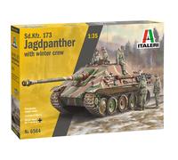 Italeri 6564 510006564-1:35 Sd.Kfz.173 Jagdpanther+Winter Crew, Model Building, Kit, Stand Model Making, Crafts, Hobby, Gluing, Plastic Construction Kit, Unpainted