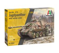 Italeri 6564 510006564-1:35 Sd.Kfz.173 Jagdpanther+Winter Crew, Model Building, Kit, Stand Model Making, Crafts, Hobby, Gluing, Plastic Construction Kit, Unpainted