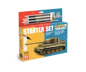 Italeri 75002 Line Starter Set - Easy Paint: Kpfw. VI Tiger I Ausf.E, 1:56 Scale, Plastic Model Kit/Model in Plastic to Assemble, Includes Glue and 3 Acrylic Markers for Painting
