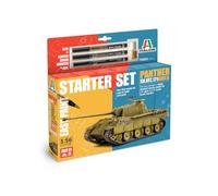 Italeri 75003 Linea Starter Set - Easy Paint: Panther Sd.Kfz.171 Ausf.A, 1:56 Scale, Plastic Model Kit/Model in Plastic to assemble, includes glue and 3 acrylic markers for painting