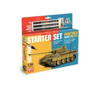Italeri 75003 Linea Starter Set - Easy Paint: Panther Sd.Kfz.171 Ausf.A, 1:56 Scale, Plastic Model Kit/Model in Plastic to assemble, includes glue and 3 acrylic markers for painting
