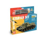 Italeri 75004 Line Starter Set - Easy Paint: Cromwell Mk. IV, 1:56 Scale, Plastic Model Kit/Model Assembly Includes Glue and 3 Acrylic Paint Markers
