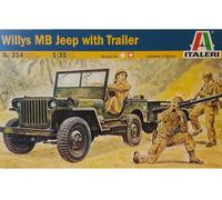 Italeri Model Kit Willys MB Jeep with Trailer 1:35 - 314