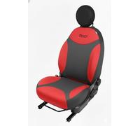 Italfodere - Pair of Front Seat Covers Compatible with Fiat 500L - Cotton Coupled - Handmade - Elegant and Durable - Interior Car Accessories - Red/Black - Made in Italy
