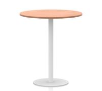 Italia 1000mm Poseur Round Table Beech Top 1145mm High White Leg
