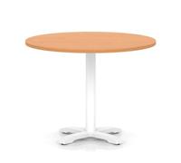 Italia 1000mm Poseur Round Table Beech Top 750mm High White Leg Cross Base