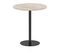 Italia 1000mm Poseur Round Table Grey Oak Top 1145mm High Black Leg