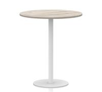 Italia 1000mm Poseur Round Table Grey Oak Top 1145mm High White Leg
