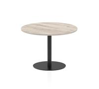 Italia 1000mm Poseur Round Table Grey Oak Top 720mm High Black Leg
