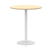 Italia 1000mm Poseur Round Table Maple Top 1145mm High White Leg