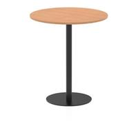 Italia 1000mm Poseur Round Table Oak Top 1145mm High Black Leg
