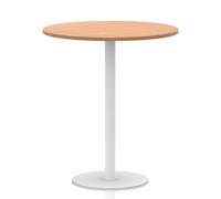 Italia 1000mm Poseur Round Table Oak Top 1145mm High White Leg