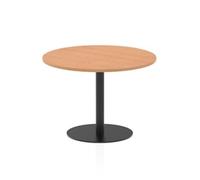Italia 1000mm Poseur Round Table Oak Top 720mm High Black Leg