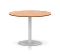 Italia 1000mm Poseur Round Table Oak Top 720mm High White Leg