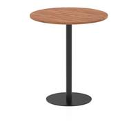 Italia 1000mm Poseur Round Table Walnut Top 1145mm High Black Leg