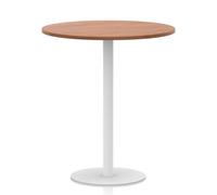Italia 1000mm Poseur Round Table Walnut Top 1145mm High White Leg