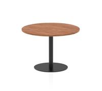 Italia 1000mm Poseur Round Table Walnut Top 720mm High Black Leg