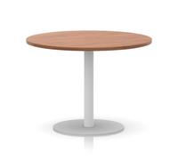 Italia 1000mm Poseur Round Table Walnut Top 720mm High White Leg