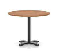 Italia 1000mm Poseur Round Table Walnut Top 750mm High Black Leg Cross Base