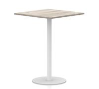 Italia 1000mm Poseur Square Table Grey Oak Top 1145mm High White Leg