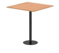 Italia 1000mm Poseur Square Table Oak Top 1145mm High Black Leg