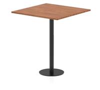 Italia 1000mm Poseur Square Table Walnut Top 1145mm High Black Leg