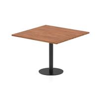 Italia 1000mm Poseur Square Table Walnut Top 720mm High Black Leg