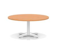 Italia 1000mm Round Coffee Table Beech Top 495mm High White Leg Cross Base